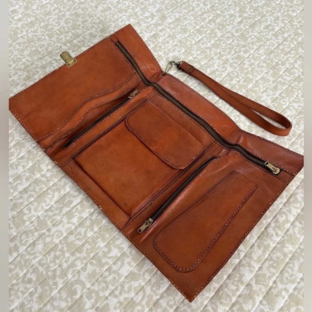 Vintage Genuine Leather Convertible Clutch Wallet Wristlet | Handmade Artisan - Picture 6 of 16